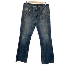 Marc Ecko Bootcut Jeans 33x30 Faded distressed Back Button Pocket, Y2K